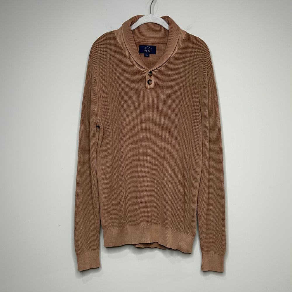 NWOT Even Tide Shawl Collar Tan Sweater Size M Pullover Stitch Fix